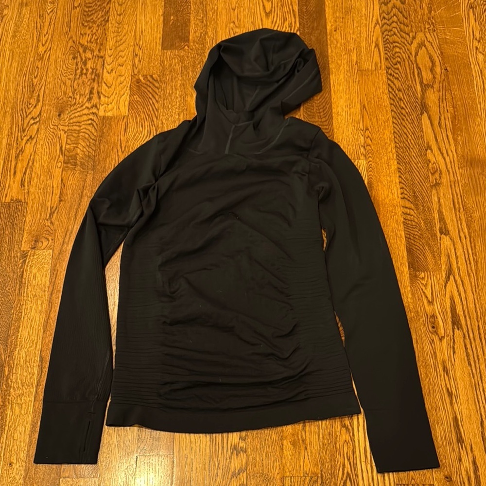 Athleta Black Hooded Long Sleeve Top Size Medium